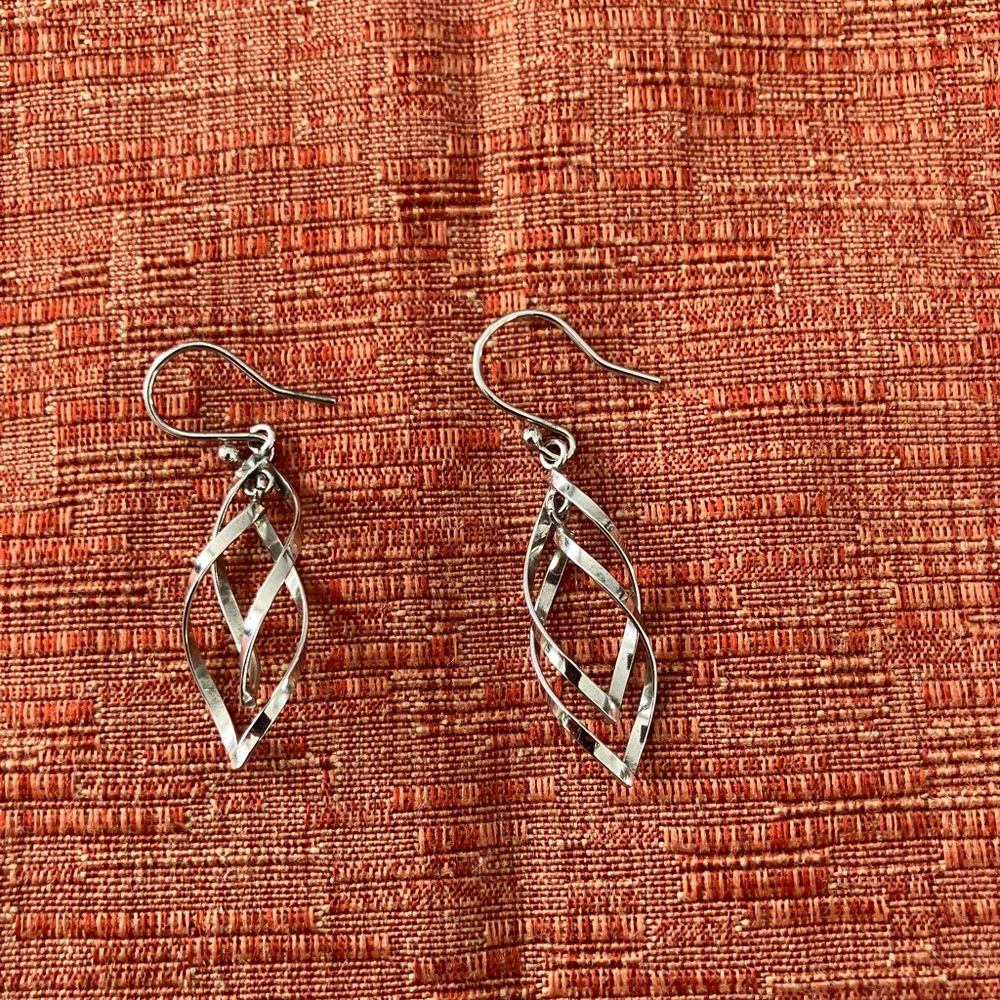 Silver Spiral Dangle Earrings with Hook